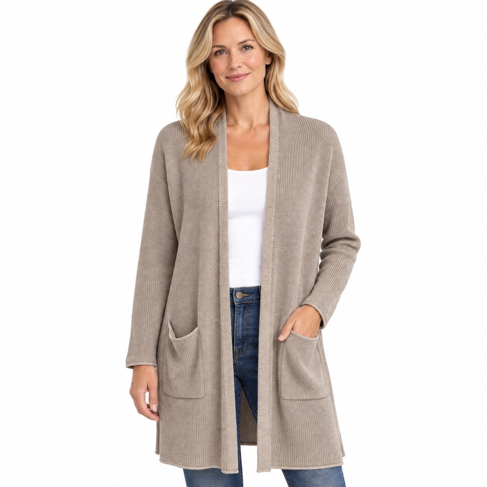 Philosophy Republic Clothing Taupe Cashmere Blend Open Front Cardigan Medium